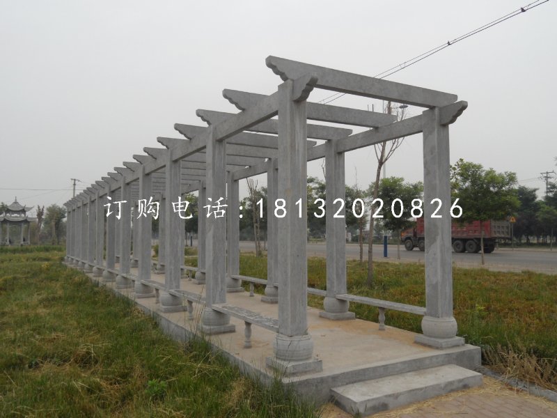 青石長(zhǎng)廊，公園景觀(guān)石雕