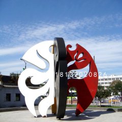 抽象臉譜雕塑，廣場不銹鋼雕塑