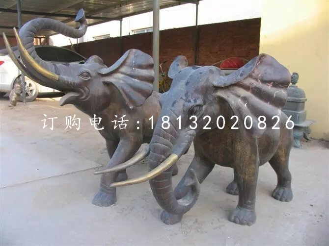 大象銅雕,象鼻向上銅雕 (1)