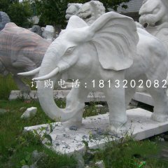 大理石大象，公園動(dòng)物石雕