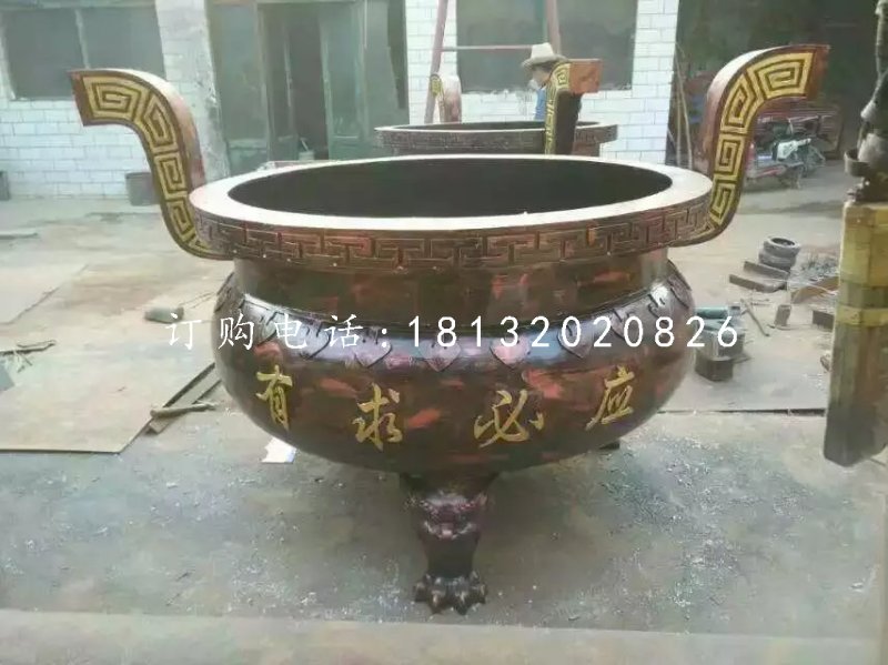 圓形香爐，寺廟三足銅香爐
