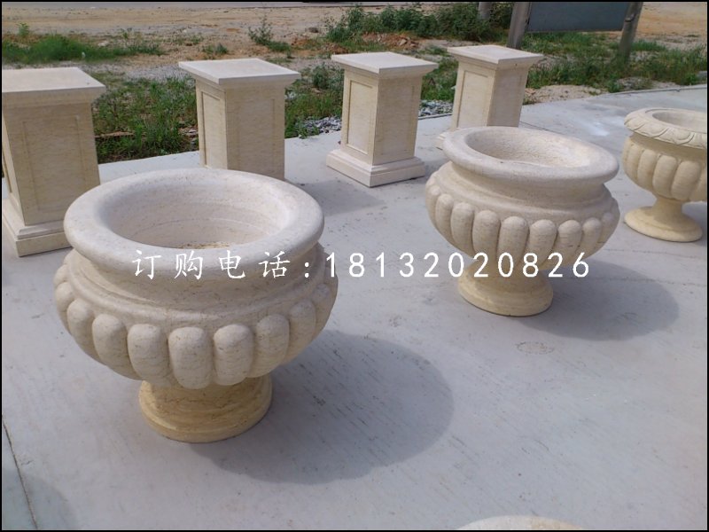 花缽石雕，小型石花盆