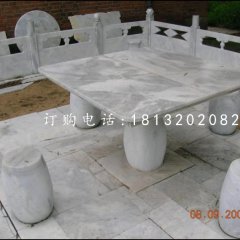方桌圓凳石雕，公園休息椅
