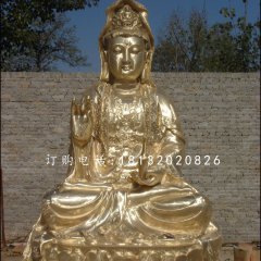觀音菩薩銅雕，坐式佛像