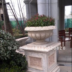 歐式花盆雕塑，花缽石雕
