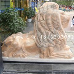 趴著的獅子雕塑，西洋獅石雕
