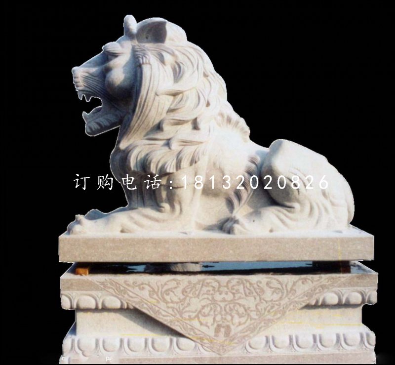 趴著的獅子石雕，歐式獅子雕塑