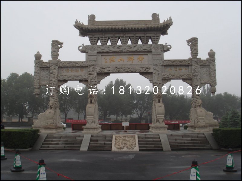 牌坊石雕，廣場(chǎng)石牌樓
