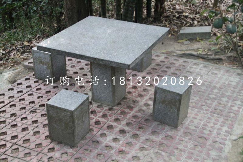 青石方桌方凳，公園桌椅石雕