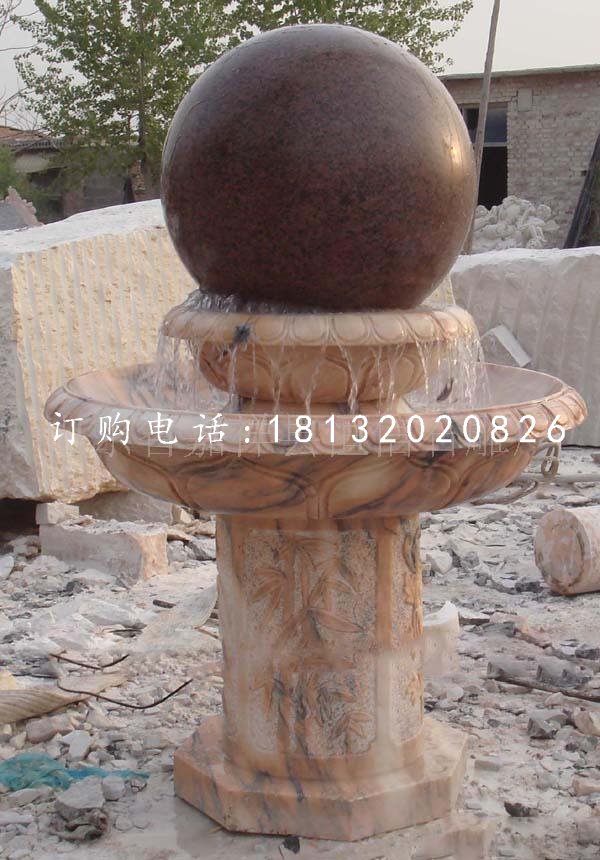 晚霞紅風水球，景觀石雕