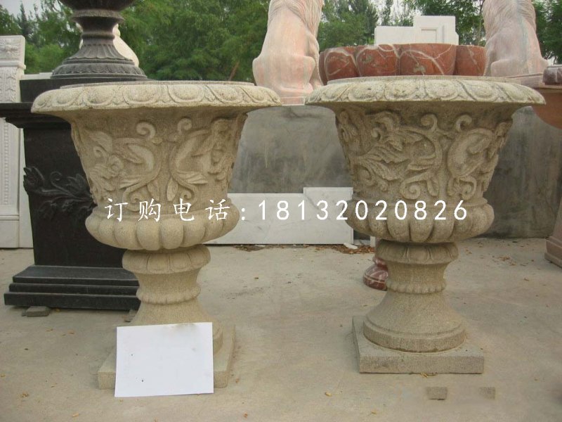 砂巖花盆,歐式花缽雕塑