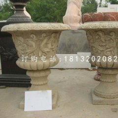 砂巖花盆，歐式花缽雕塑