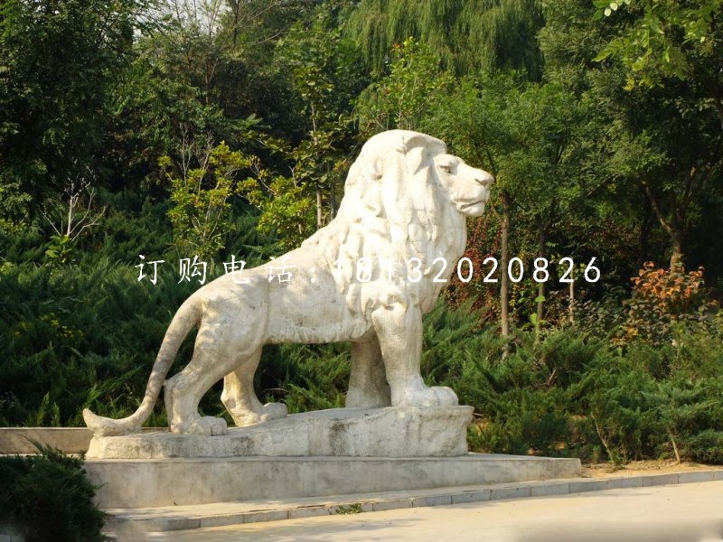 西洋獅石雕，公園動物石雕