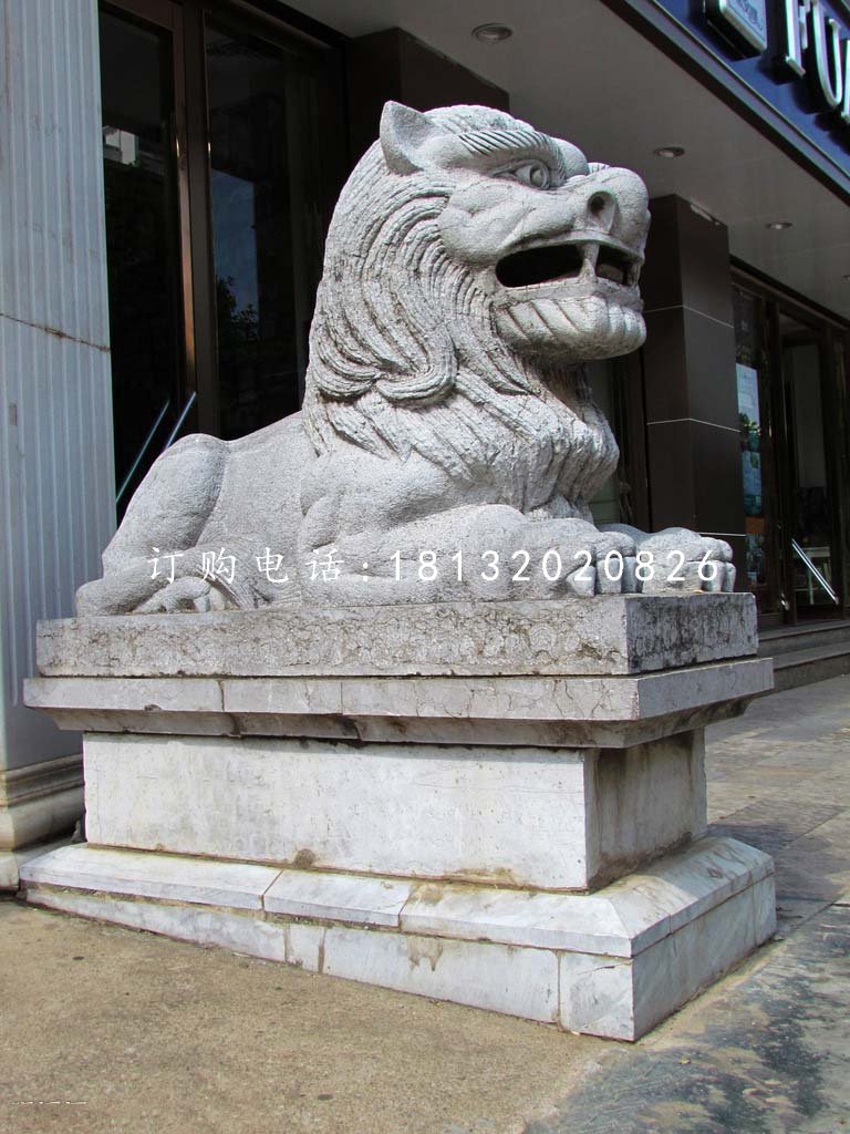 西洋獅石雕，銀行門口石獅子 (1)