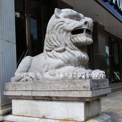 西洋獅石雕，銀行門口石獅子