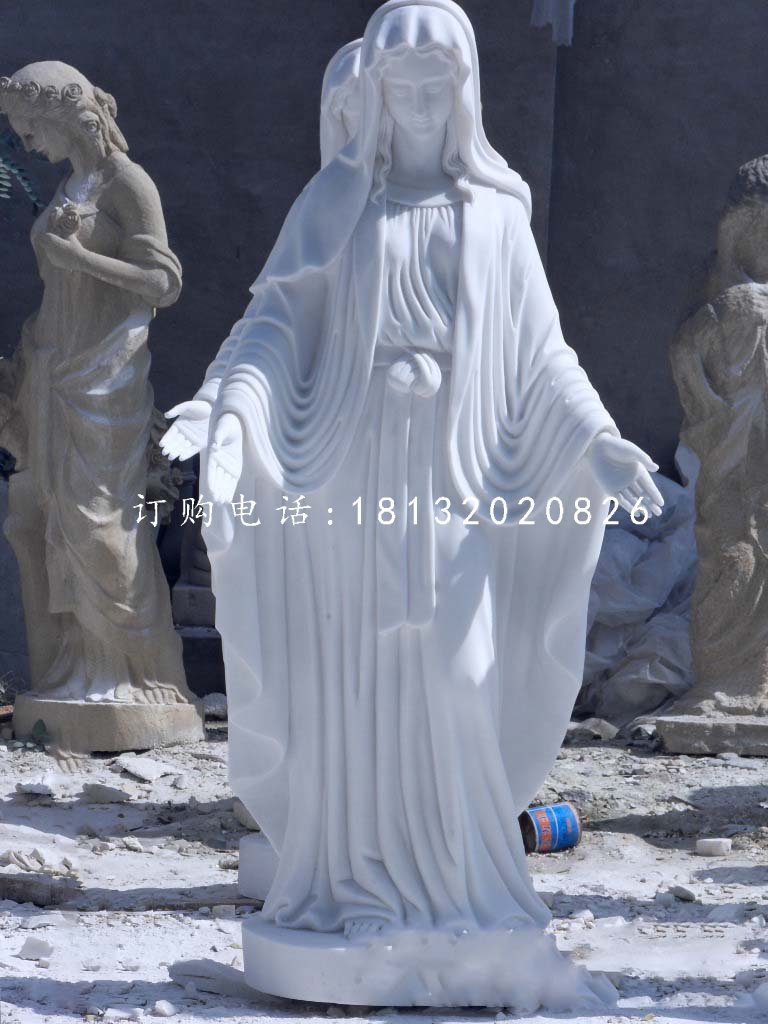 漢白玉圣母雕塑，西方人物石雕