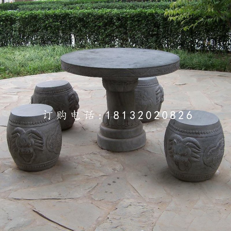仿古圓桌圓凳，石桌椅