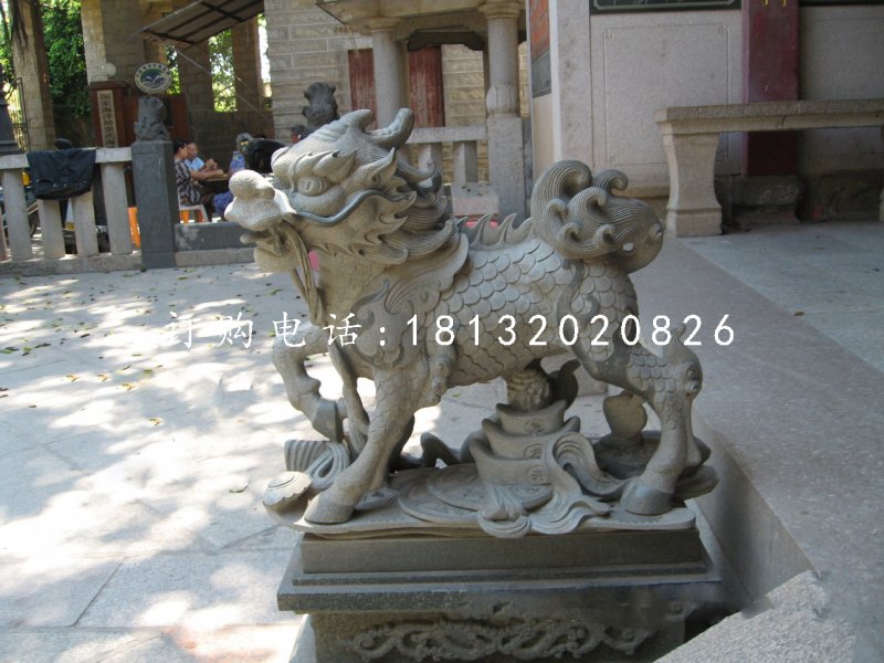 青石麒麟，招財(cái)麒麟雕塑