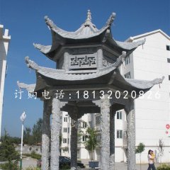 六角涼亭，青石雙層涼亭