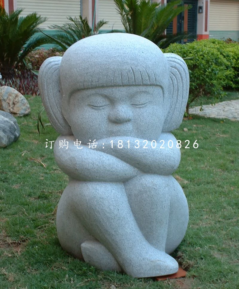 小女孩石雕，公園小品石雕