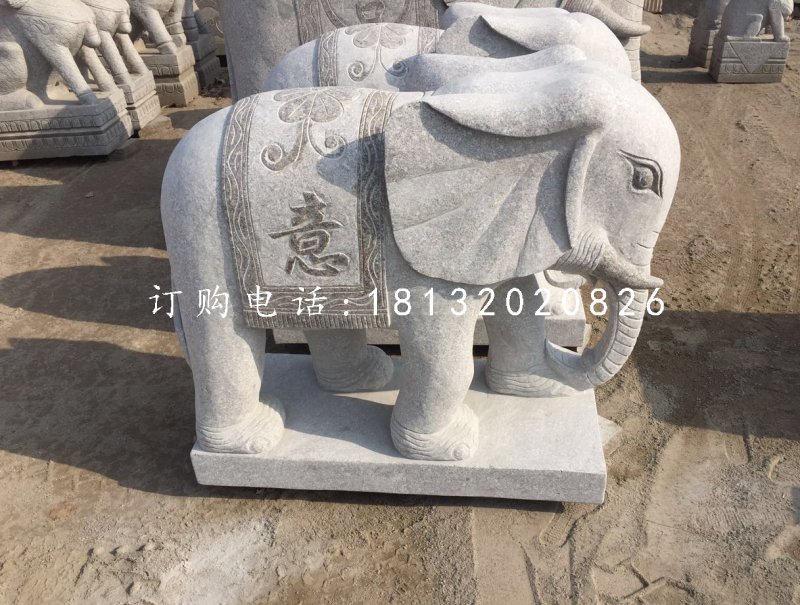 吉祥如意小象，大理石動物雕塑