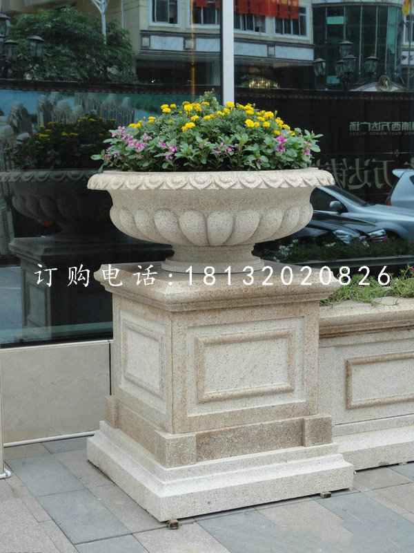花缽石雕，景觀石雕