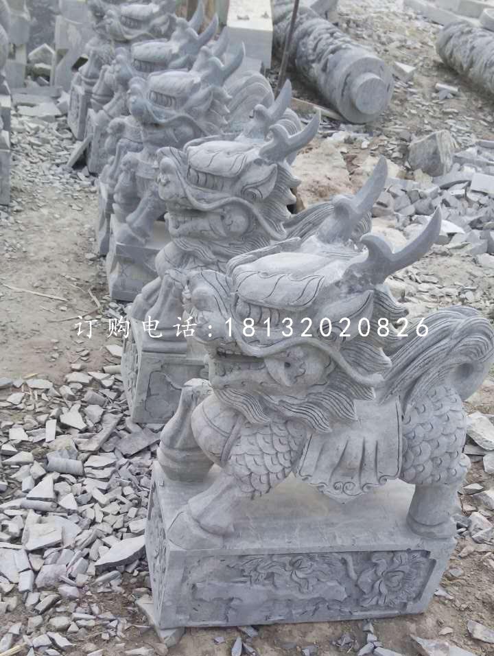 小型麒麟石雕，青石麒麟雕塑