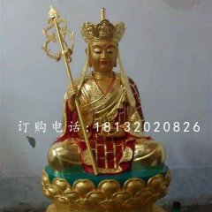 坐式地藏王，銅雕彩繪佛像