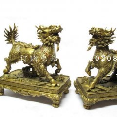 鑄銅麒麟雕塑，銅雕神獸