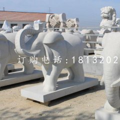 大象石雕，大理石動(dòng)物