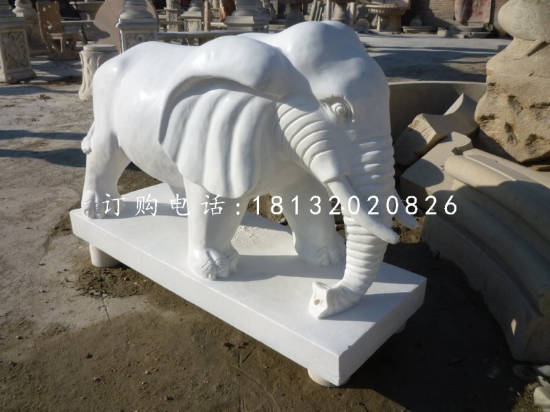 動(dòng)物石雕，廣場(chǎng)漢白玉大象石雕