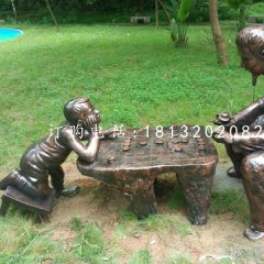 公園下棋雕塑，小品銅雕