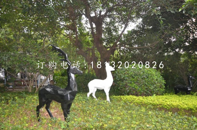 抽象小鹿，玻璃鋼動物擺件