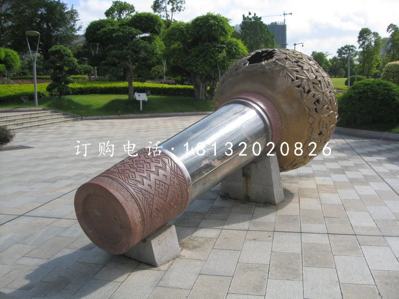 不銹鋼話(huà)筒雕塑，公園景觀(guān)雕塑