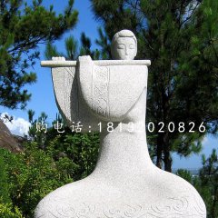 吹笛子雕塑，抽象古代美女石雕