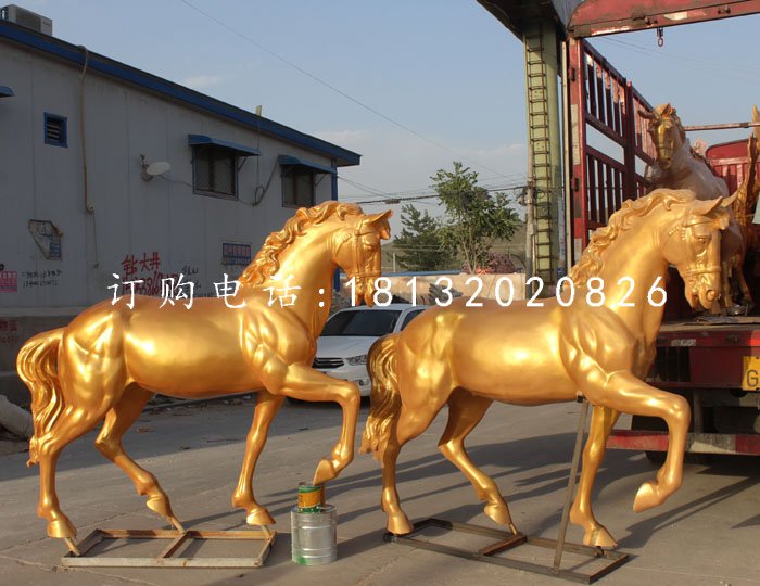 玻璃鋼仿銅馬，玻璃鋼動(dòng)物雕塑