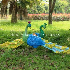 玻璃鋼仿真孔雀，玻璃鋼動(dòng)物雕塑