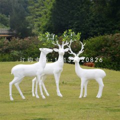 玻璃鋼樹(shù)葉鹿，玻璃鋼抽象動(dòng)物雕塑