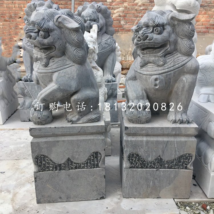 青石仿古石獅子,看門石桌石雕