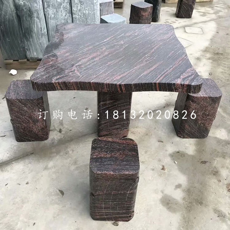 石雕方桌凳，公園桌凳石雕