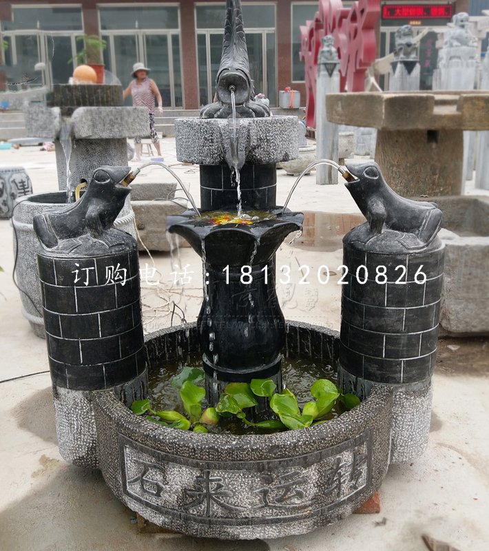 石來遠轉(zhuǎn)石雕,青石流水?dāng)[件