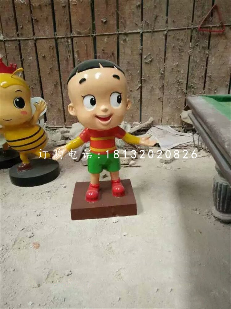 大頭兒子雕塑，玻璃鋼卡通人物