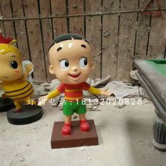大頭兒子雕塑，玻璃鋼卡通人物