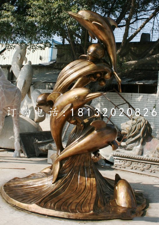 海豚銅雕,嬉戲銅雕