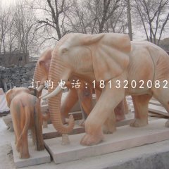 廣場大象石雕，晚霞紅大象