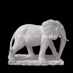 漢白玉大象，廣場動物石雕