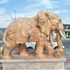 吉祥如意象石雕，晚霞紅動物雕塑