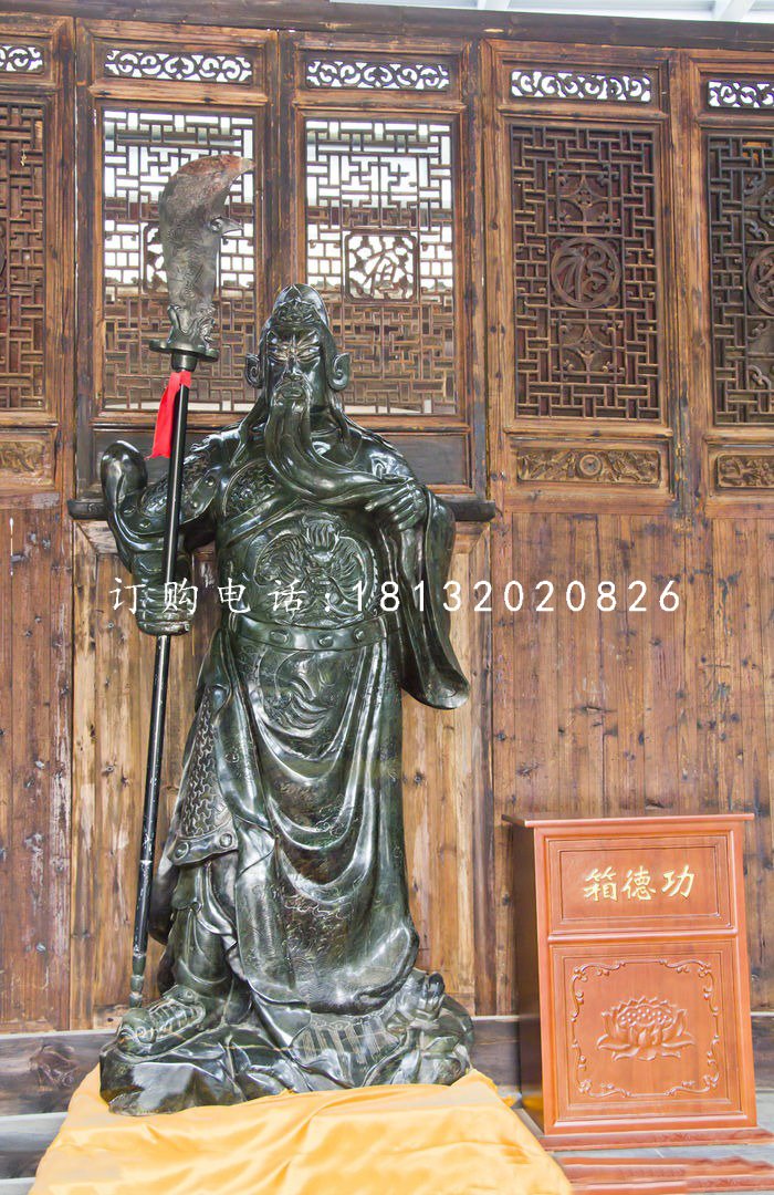 立式關(guān)公石雕，大理石關(guān)公