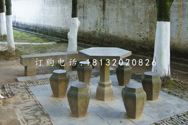 桌椅石雕，公園仿古石桌椅