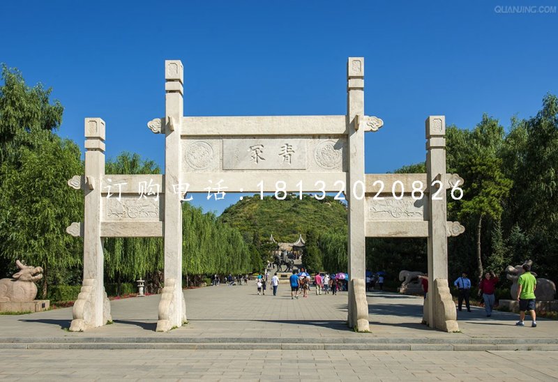 簡易三門牌坊石雕,陵園牌坊石雕